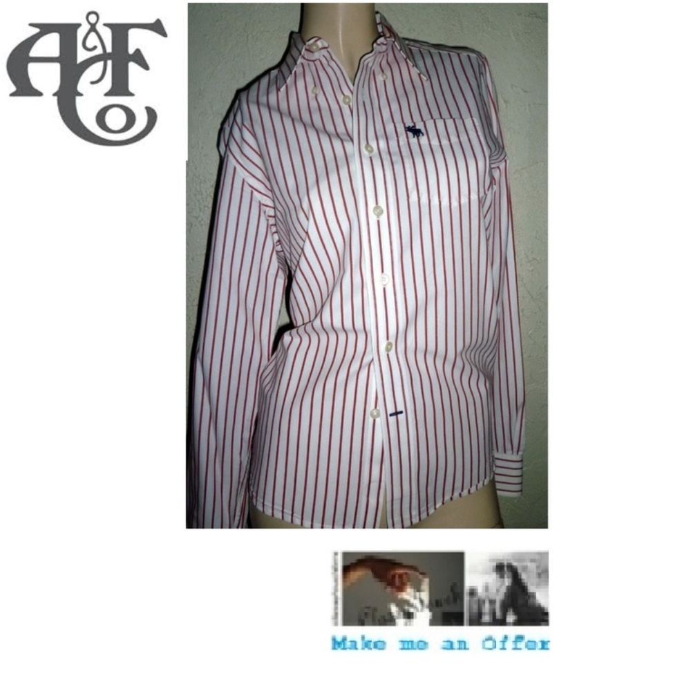 Abercrombie Red White Stripe Cotton Shirt